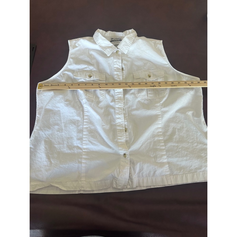 Columbia Sportswear Womens 3X White Sleeveless Button Up Pockets Utility Shirt